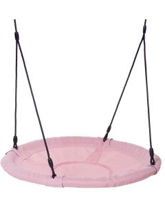 DICE Nestschommel rond 100 cm -  zwart gevlochten touw - Pastelroze