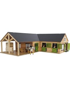 Kids Globe paardenstal 3 boxen - houten speelgoedboerderij schaal 1:24 | Outdoorspeelgoed.nl