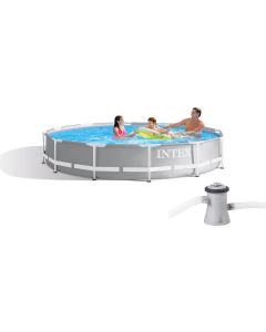 Intex Prism frame  zwembad (ø366x76 cm) met filterpomp grijs