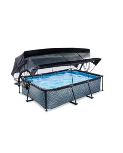 EXIT zwembad 220x150x65cm met overkapping, schaduwdoek en filterpomp