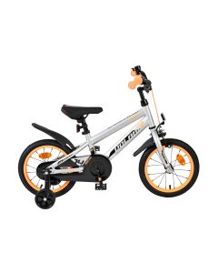 Volare Rocky kinderfiets 14 inch grijs - complete zijaanzicht | Outdoorspeelgoed.nl