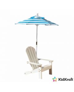 Witte stoel Adirondack met parasol - turquoise en witte strepen