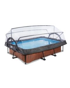 Wood zwembad 300x200x65cm met overkapping en filterpomp - bruin