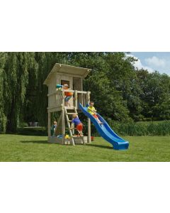 Blue Rabbit Beach Hut speeltoestel 150cm Douglas hout met balkon | Outdoorspeelgoed.nl