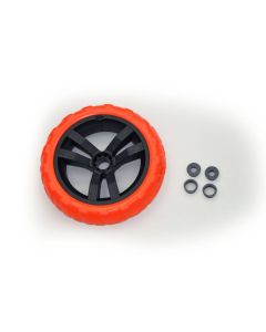 Wiel zwart-oranje 9x2 links (blauwe dop)