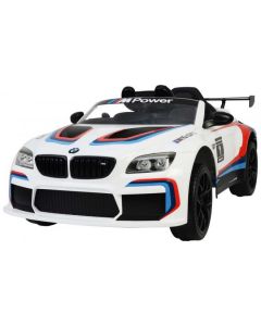 BMW M6 GT3 Elektrische Auto met Afstandsbediening 12 Volt Yes 3 gears wit / blauw / rood
