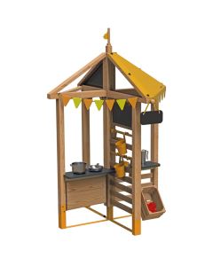 Outdoor Kiosk 4 in1 - Houten speelkiosk met rolluiken | Outdoorspeelgoed.nl