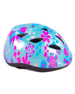 Volare Kinder Fietshelm - XS - Blauw Roze Bloemetjes - 47-51 cm - extra klein model