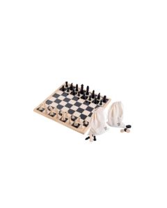 Longfield Schaak/ dam set compleet inclusief katoenen tas